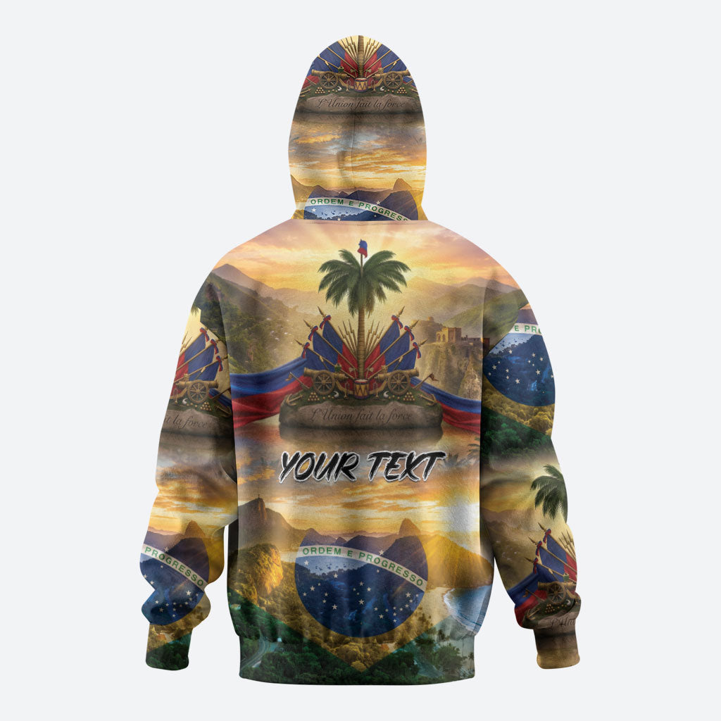 Personalized Brazil Haiti Zip Hoodie Heritage Landscape
