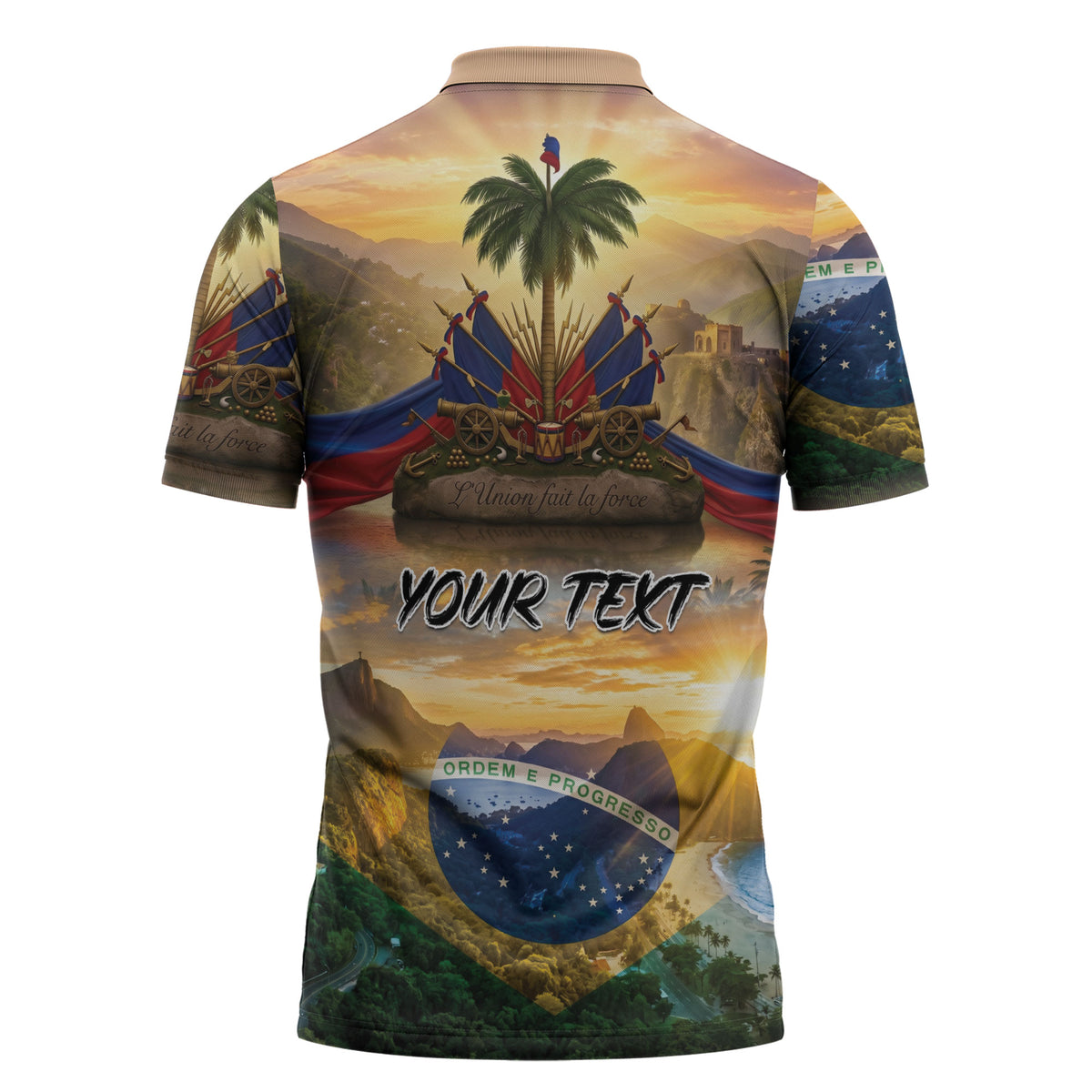 Personalized Brazil Haiti Zipper Polo Shirt Heritage Landscape