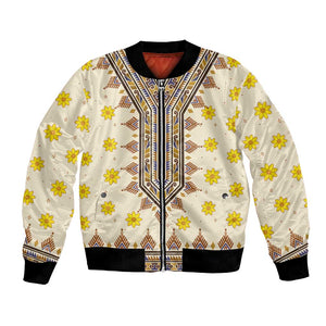 Enkutatash Dashiki Adey Abeba Pattern Bomber Jacket