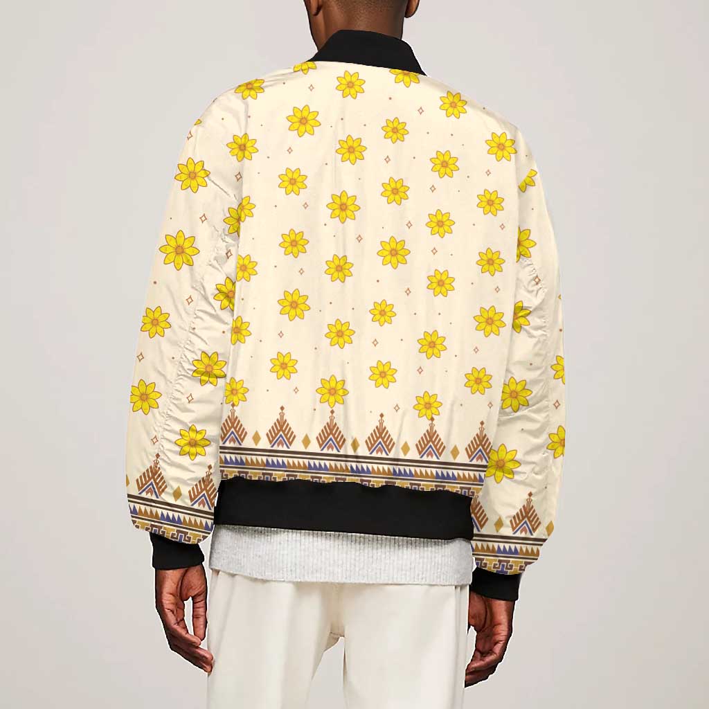 Enkutatash Dashiki Adey Abeba Pattern Bomber Jacket