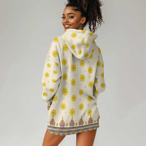 Enkutatash Dashiki Adey Abeba Pattern Hoodie Dress