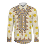 Enkutatash Dashiki Adey Abeba Pattern Long Sleeve Button Shirt
