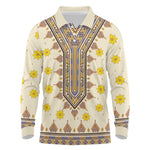 Enkutatash Dashiki Adey Abeba Pattern Long Sleeve Polo Shirt