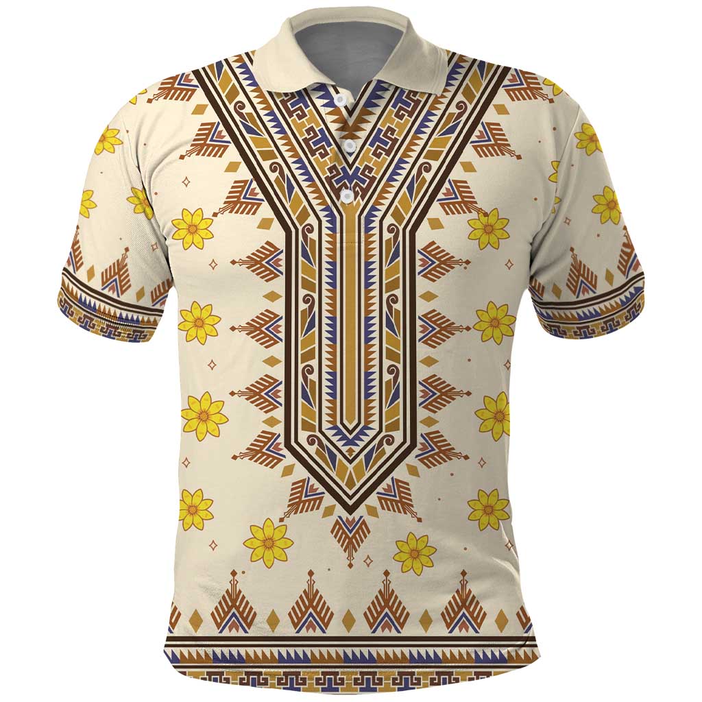 Enkutatash Dashiki Adey Abeba Pattern Polo Shirt