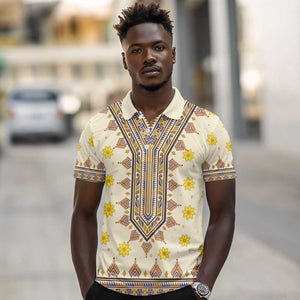 Enkutatash Dashiki Adey Abeba Pattern Polo Shirt