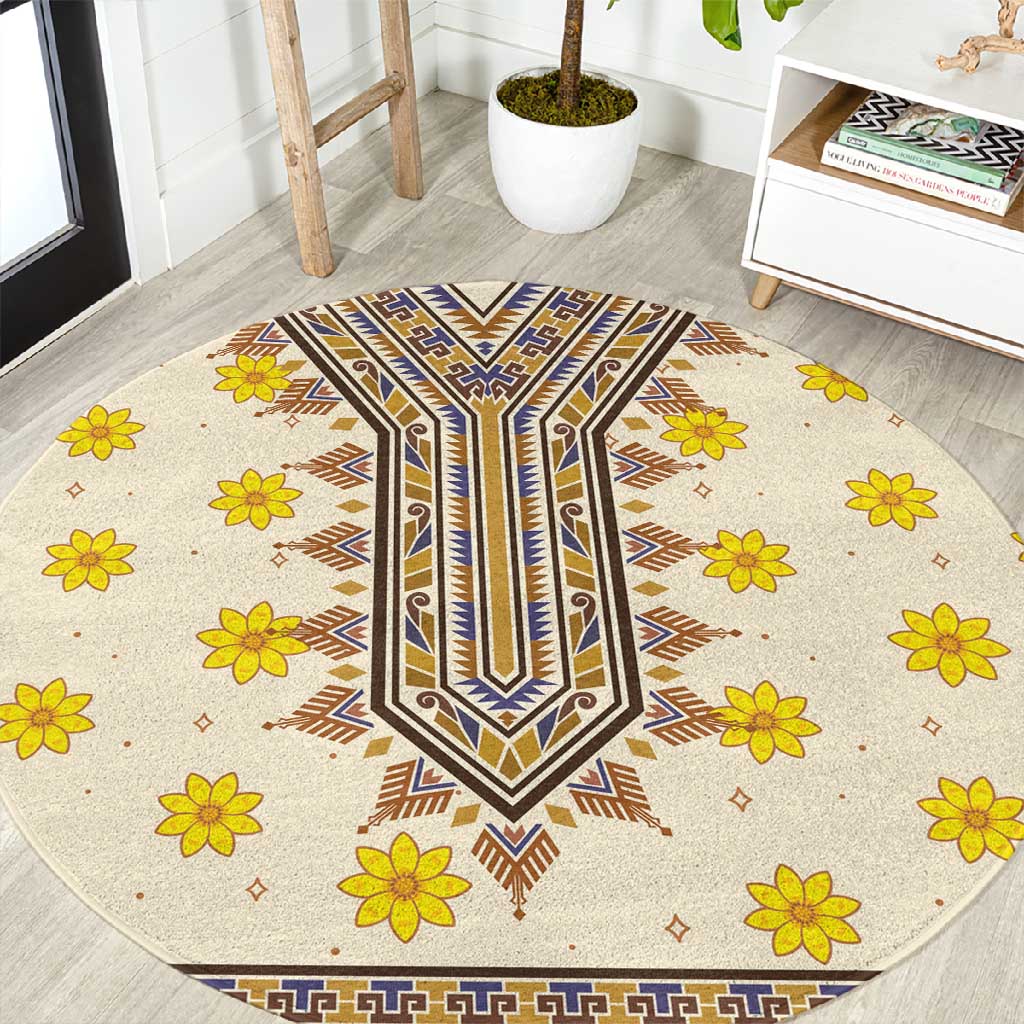 Enkutatash Dashiki Adey Abeba Pattern Round Carpet