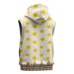 Enkutatash Dashiki Adey Abeba Pattern Sleeveless Zip Hoodie - African Pride