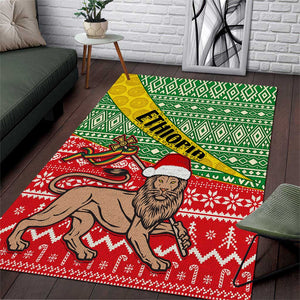 Ethiopia Christmas Area Rug - Melkam Gena with African Pattern