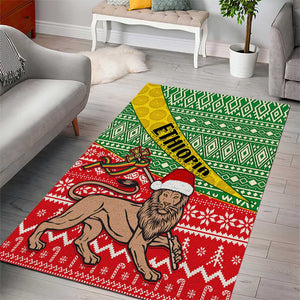 Ethiopia Christmas Area Rug - Melkam Gena with African Pattern