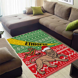 Ethiopia Christmas Area Rug - Melkam Gena with African Pattern