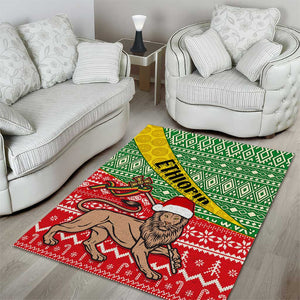 Ethiopia Christmas Area Rug - Melkam Gena with African Pattern