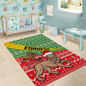 Ethiopia Christmas Area Rug - Melkam Gena with African Pattern