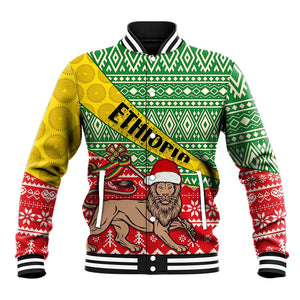 Ethiopia Christmas Baseball Jacket - Melkam Gena with African Pattern LT01