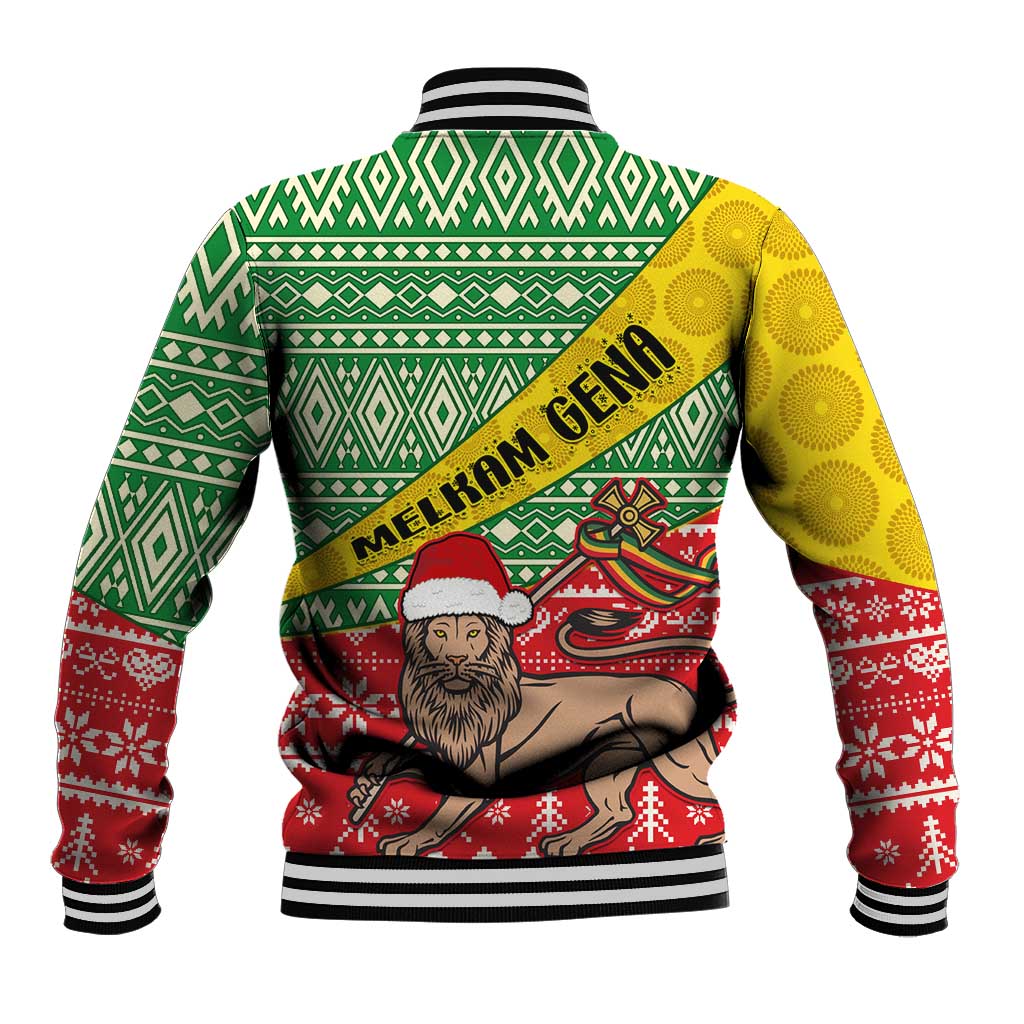 Ethiopia Christmas Baseball Jacket - Melkam Gena with African Pattern LT01