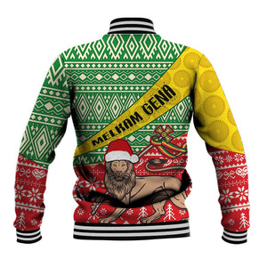 Ethiopia Christmas Baseball Jacket - Melkam Gena with African Pattern LT01