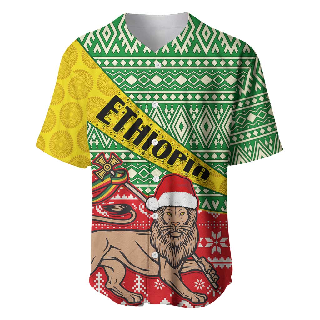 Ethiopia Christmas Baseball Jersey - Melkam Gena with African Pattern