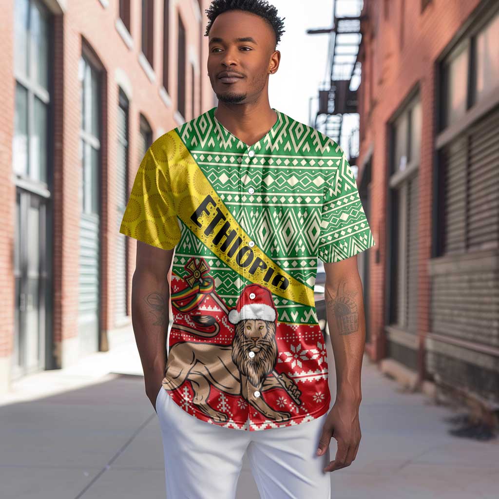Ethiopia Christmas Baseball Jersey - Melkam Gena with African Pattern