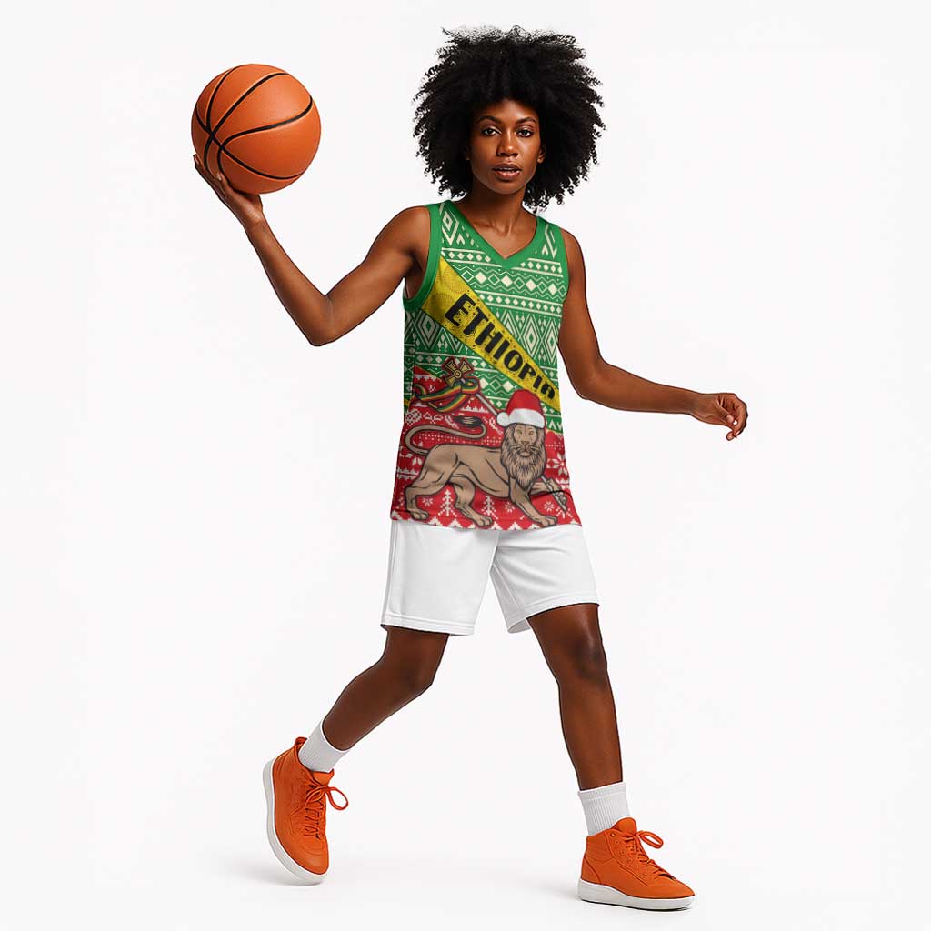 Ethiopia Christmas Basketball Jersey - Melkam Gena with African Pattern LT01