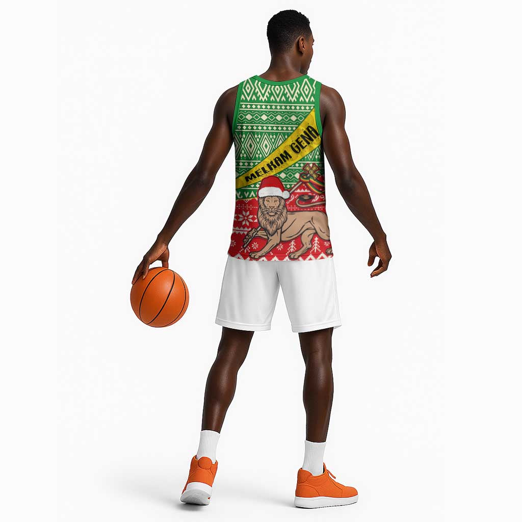 Ethiopia Christmas Basketball Jersey - Melkam Gena with African Pattern LT01