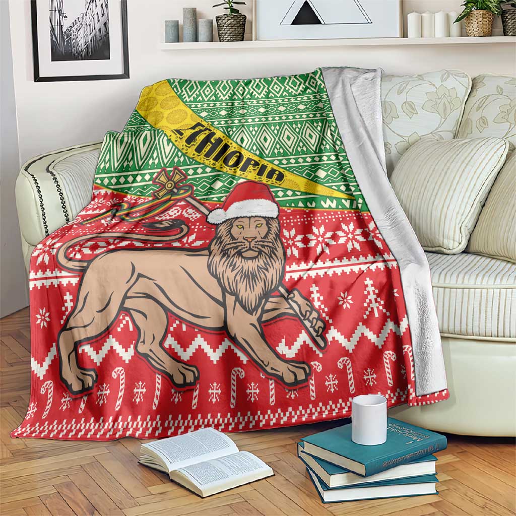 Ethiopia Christmas Blanket - Melkam Gena with African Pattern