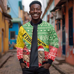 Ethiopia Christmas Bomber Jacket - Melkam Gena with African Pattern