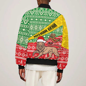 Ethiopia Christmas Bomber Jacket - Melkam Gena with African Pattern