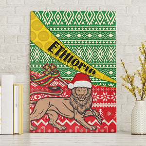 Ethiopia Christmas Canvas Wall Art - Melkam Gena with African Pattern