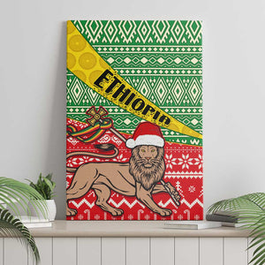 Ethiopia Christmas Canvas Wall Art - Melkam Gena with African Pattern