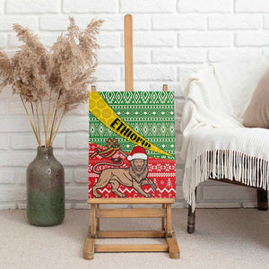 Ethiopia Christmas Canvas Wall Art - Melkam Gena with African Pattern