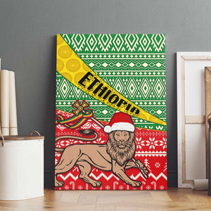 Ethiopia Christmas Canvas Wall Art - Melkam Gena with African Pattern