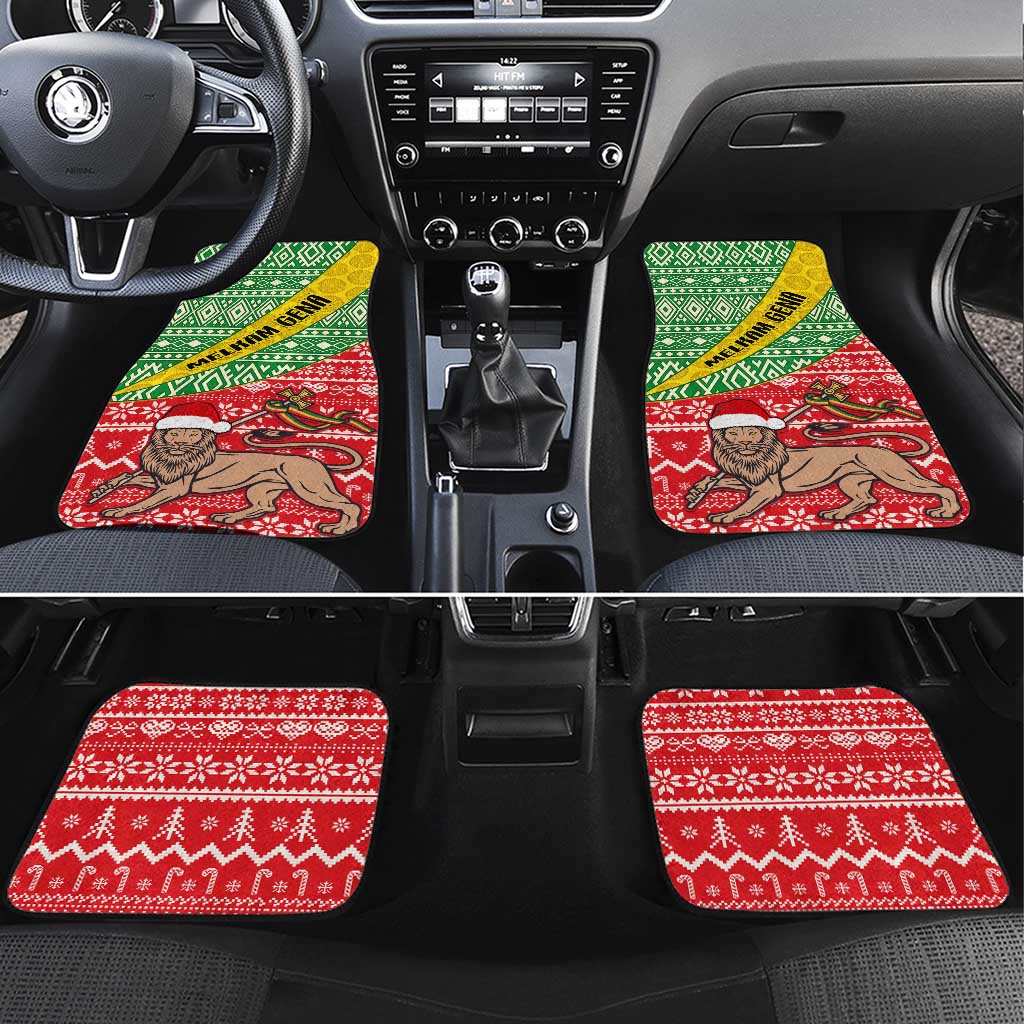 Ethiopia Christmas Car Mats - Melkam Gena with African Pattern