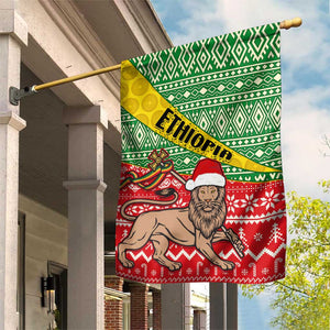 Ethiopia Christmas Garden Flag - Melkam Gena with African Pattern