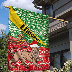 Ethiopia Christmas Garden Flag - Melkam Gena with African Pattern