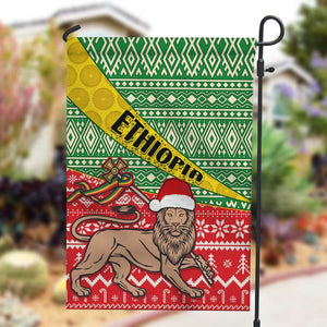 Ethiopia Christmas Garden Flag - Melkam Gena with African Pattern