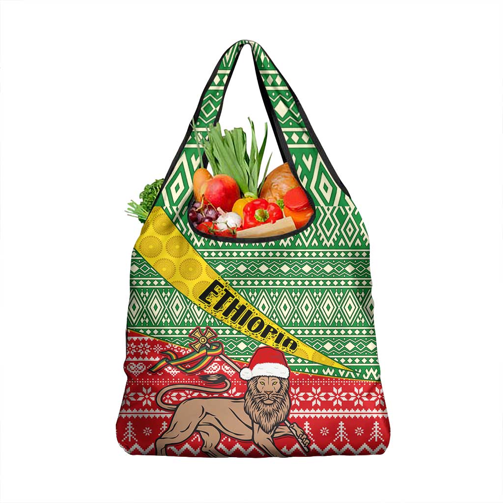 Ethiopia Christmas Grocery Bag - Melkam Gena with African Pattern