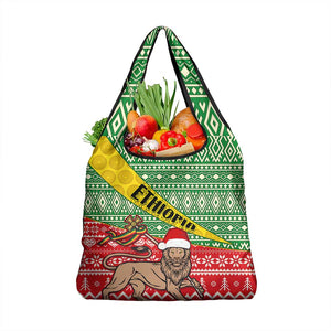 Ethiopia Christmas Grocery Bag - Melkam Gena with African Pattern