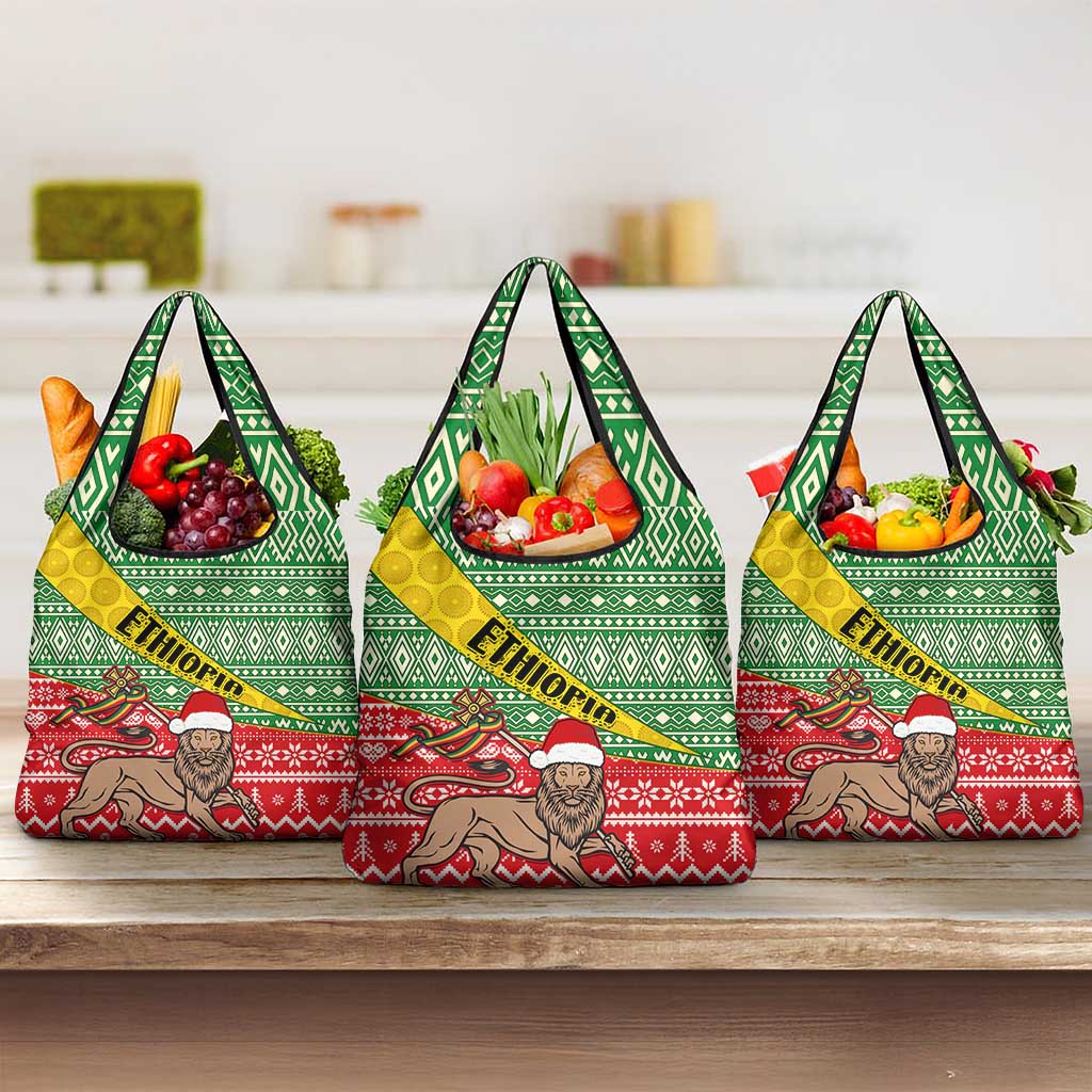 Ethiopia Christmas Grocery Bag - Melkam Gena with African Pattern