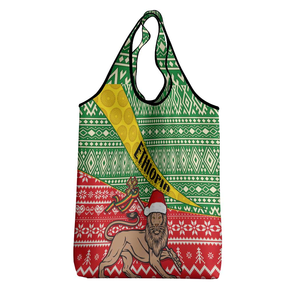 Ethiopia Christmas Grocery Bag - Melkam Gena with African Pattern
