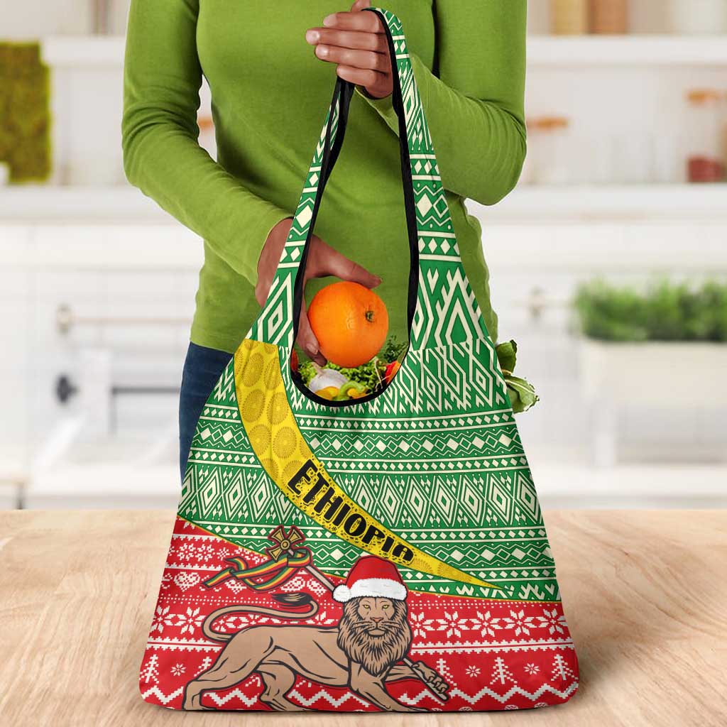 Ethiopia Christmas Grocery Bag - Melkam Gena with African Pattern
