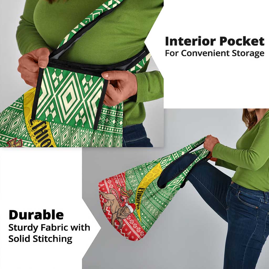 Ethiopia Christmas Grocery Bag - Melkam Gena with African Pattern