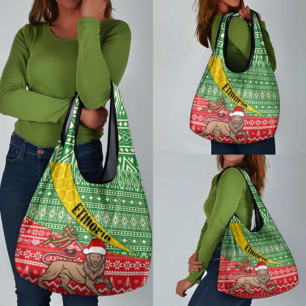 Ethiopia Christmas Grocery Bag - Melkam Gena with African Pattern