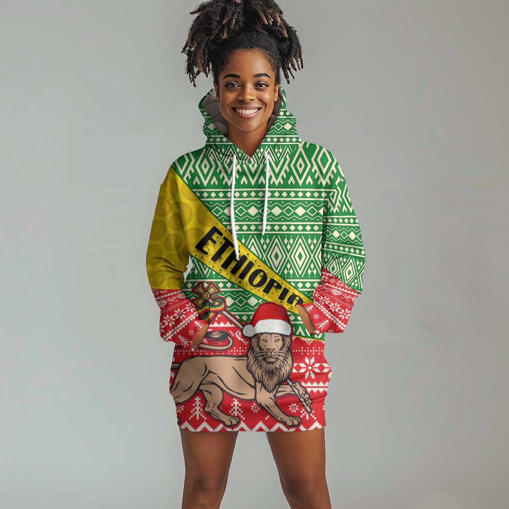 Ethiopia Christmas Hoodie Dress - Melkam Gena with African Pattern