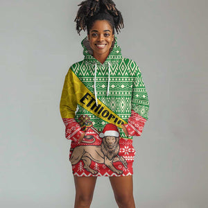 Ethiopia Christmas Hoodie Dress - Melkam Gena with African Pattern