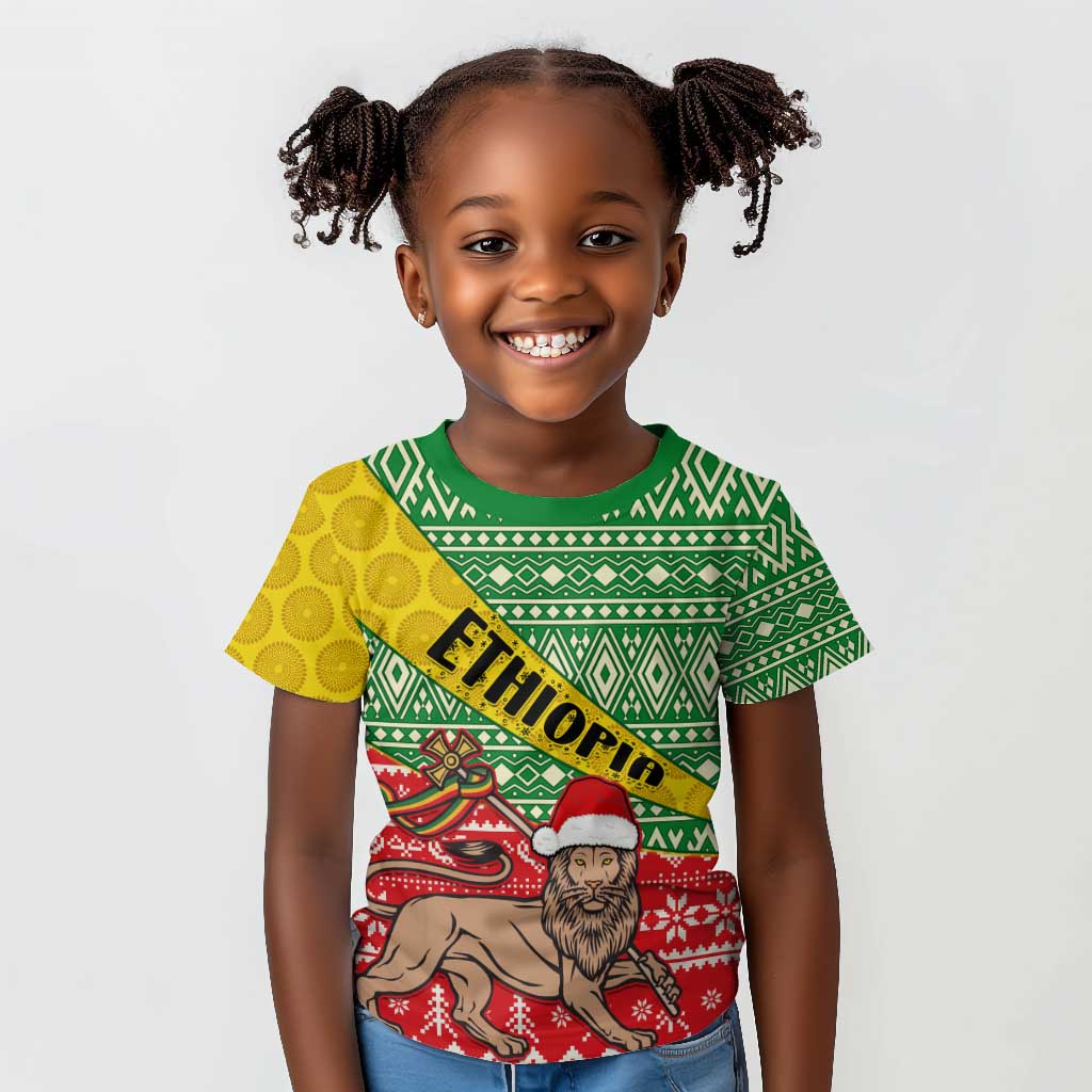 Ethiopia Christmas Kid T shirt - Melkam Gena with African Pattern