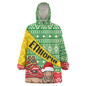 Ethiopia Christmas KId Wearable Blanket Hoodie - Melkam Gena with African Pattern