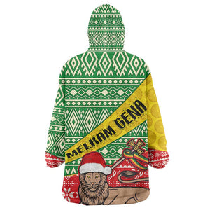 Ethiopia Christmas KId Wearable Blanket Hoodie - Melkam Gena with African Pattern