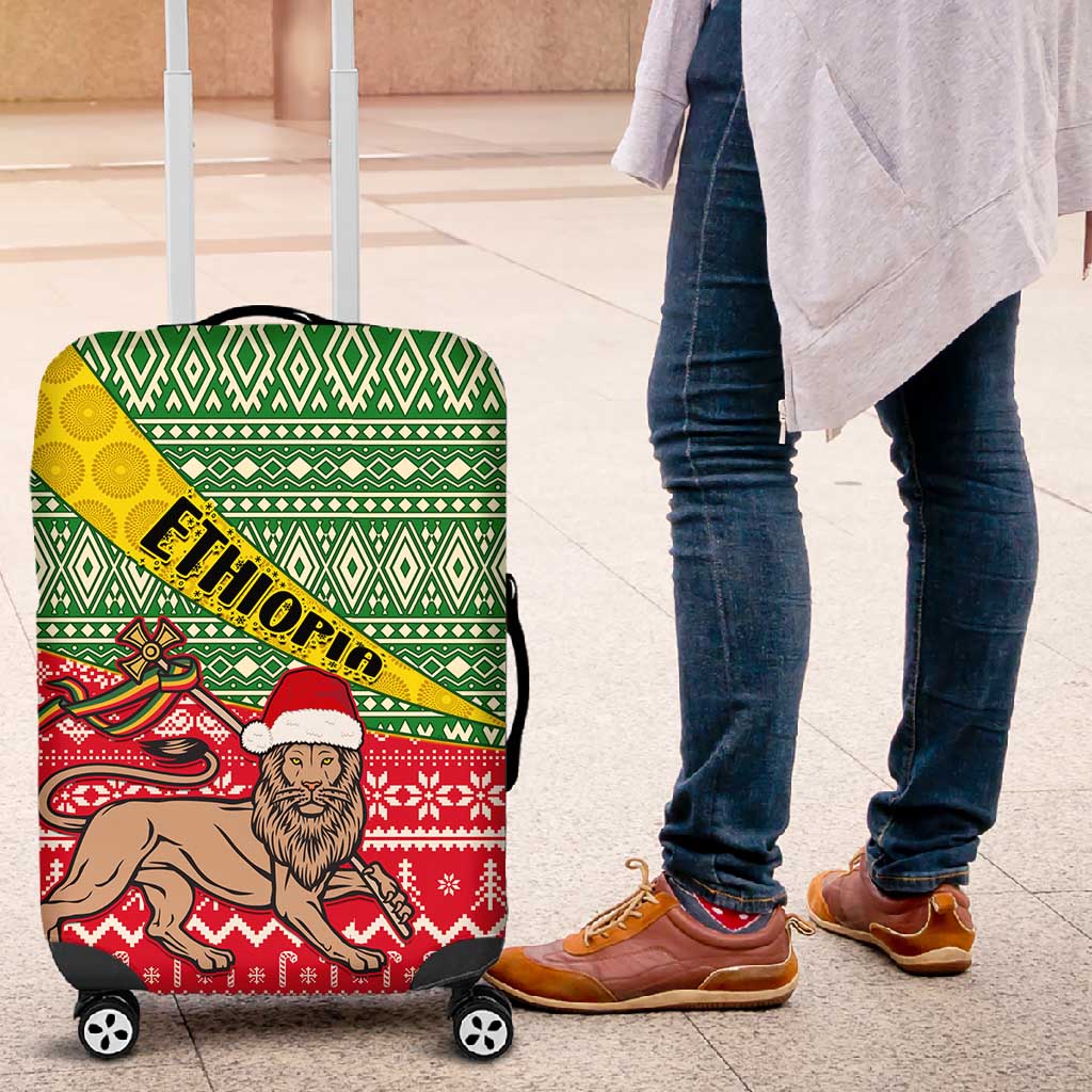 Ethiopia Christmas Luggage Cover - Melkam Gena with African Pattern