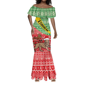 Ethiopia Christmas Mermaid Dress - Melkam Gena with African Pattern