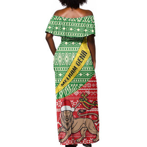 Ethiopia Christmas Off Shoulder Maxi Dress - Melkam Gena with African Pattern