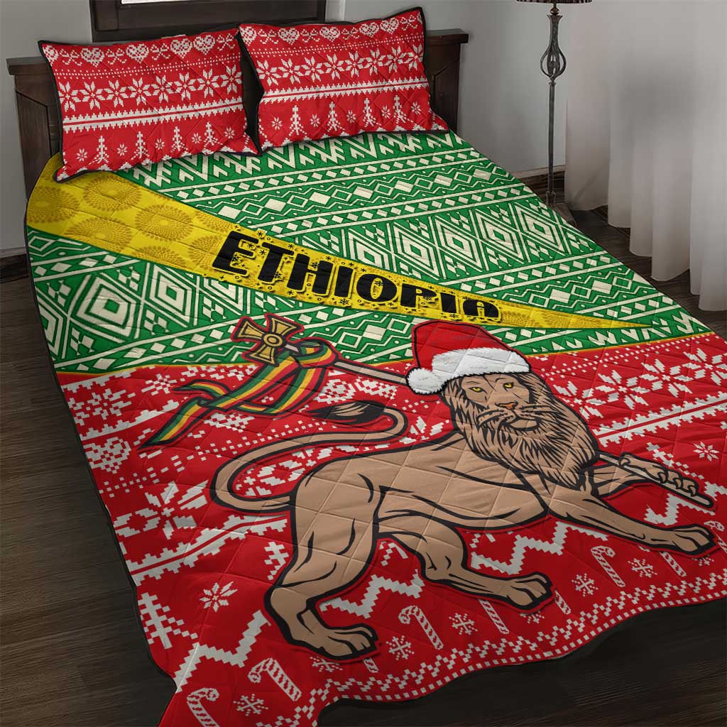 Ethiopia Christmas Quilt Bed Set - Melkam Gena with African Pattern